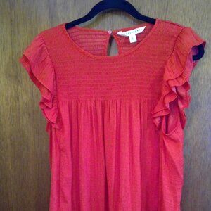 POPSUGAR Flutter Sleeve women's Red Top Size Large